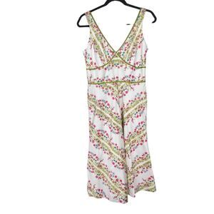 Y2K Floral Princess Empire Waist Babydoll Garden Party White Green Pink Dress 6